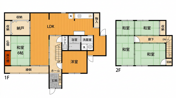 彦根市大藪町、中古一戸建ての間取り画像です