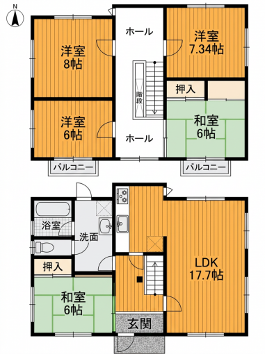 彦根市日夏町、中古一戸建ての間取り画像です
