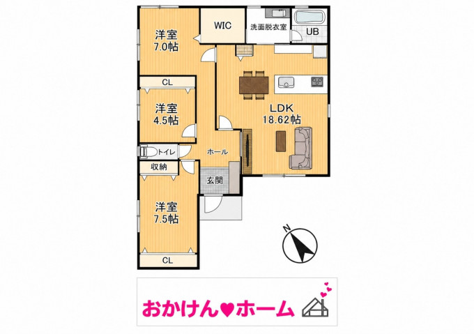 彦根市南川瀬町、新築一戸建ての間取り画像です