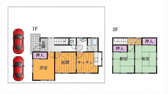 彦根市須越町、中古一戸建ての間取り画像です