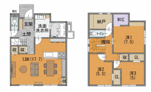 彦根市彦富町、新築一戸建ての間取り画像です