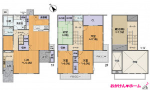 彦根市西今町、中古一戸建ての間取り画像です