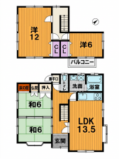 彦根市中藪、中古一戸建ての間取り画像です