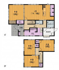 彦根市大藪町、中古一戸建ての間取り画像です