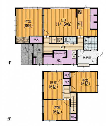彦根市大藪町、中古一戸建ての間取り画像です