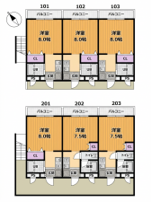 彦根市古沢町、収益物件/アパートの間取り画像です