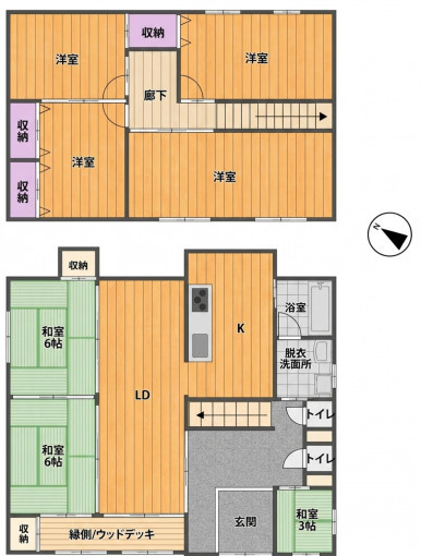彦根市鳥居本町、中古一戸建ての間取り画像です