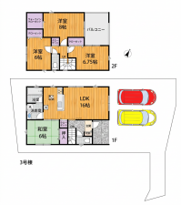 彦根市正法寺町、新築一戸建ての間取り画像です