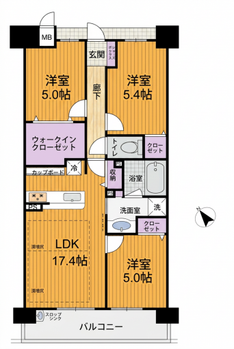 彦根市駅東町、中古マンションの間取り画像です