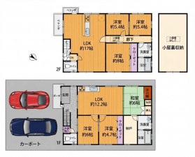 彦根市日夏町、中古一戸建ての間取り画像です
