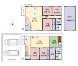 彦根市日夏町、中古一戸建ての間取り画像です