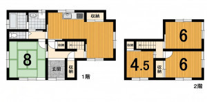 彦根市日夏町、中古一戸建ての間取り画像です
