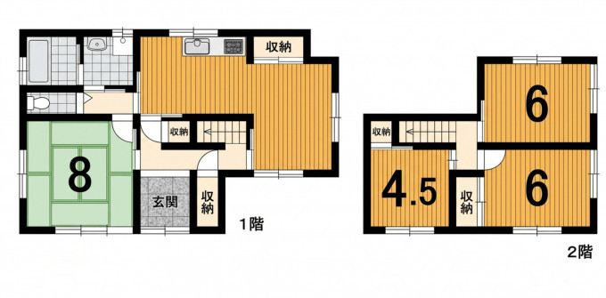 彦根市日夏町、中古一戸建ての間取り画像です