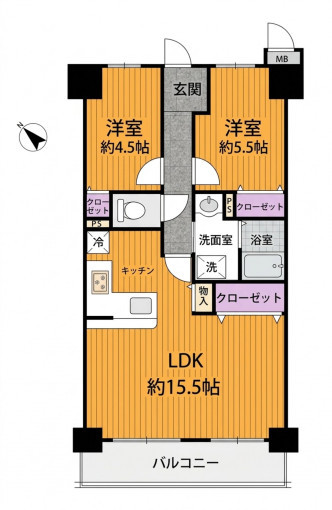 彦根市野良田町、中古マンションの間取り画像です