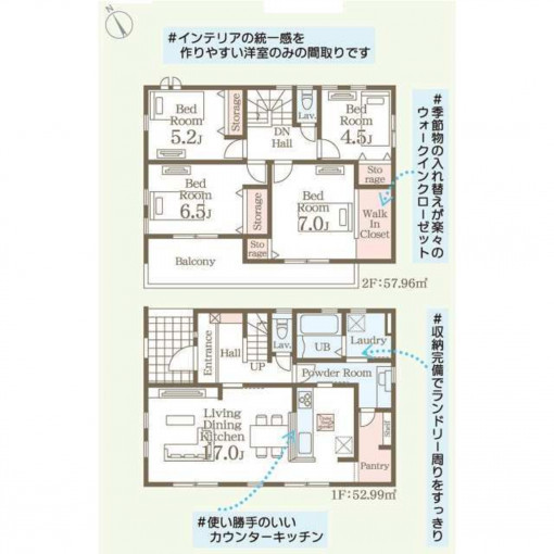 いわき市江名、新築一戸建ての間取り画像です