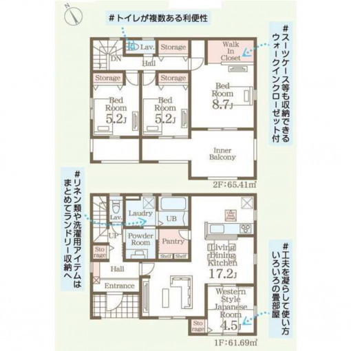 いわき市江名、新築一戸建ての間取り画像です