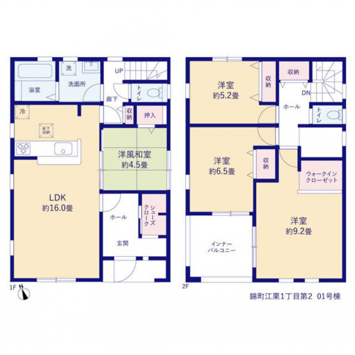 いわき市錦町、新築一戸建ての間取り画像です