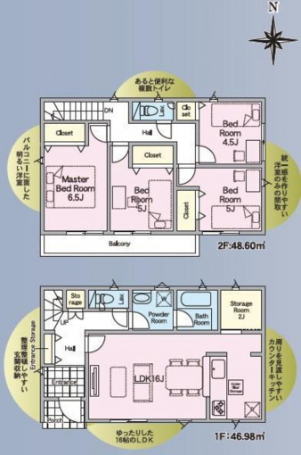 いわき市小名浜、新築一戸建ての間取り画像です