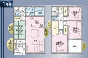 いわき市小名浜、新築一戸建ての間取り画像です