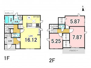 いわき市錦町、新築一戸建ての間取り画像です