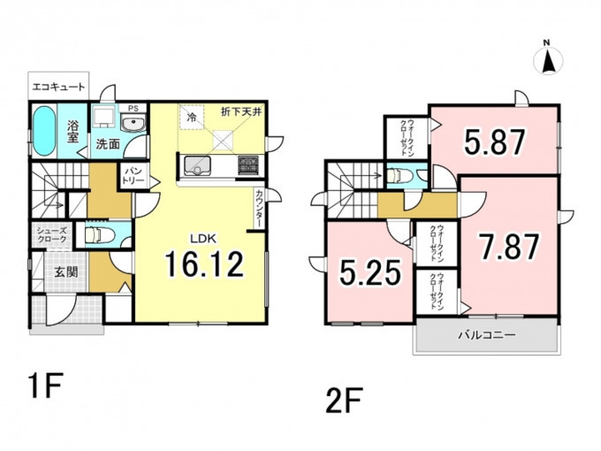 いわき市錦町、新築一戸建ての間取り画像です