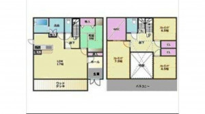 高萩市大字上手綱、中古一戸建ての間取り画像です