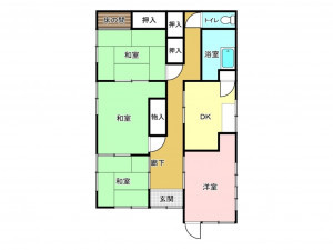 北茨城市中郷町、中古一戸建ての間取り画像です