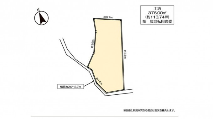 四日市市西坂部町、土地の間取り画像です