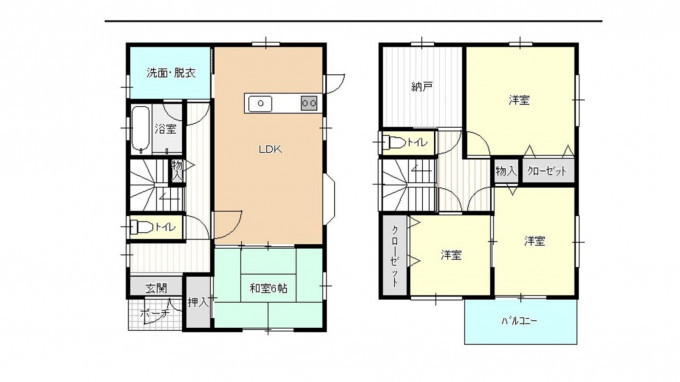 四日市市富田、中古一戸建ての間取り画像です