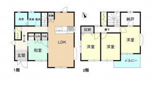 四日市市小林町、中古一戸建ての間取り画像です