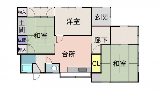 四日市市小古曽、中古一戸建ての間取り画像です