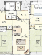 四日市市北浜田町、中古マンションの間取り画像です