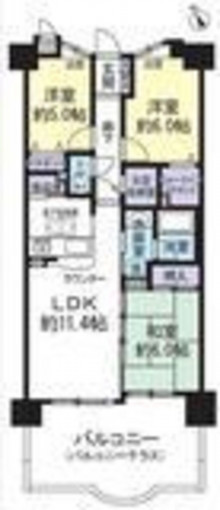 四日市市鵜の森、中古マンションの間取り画像です