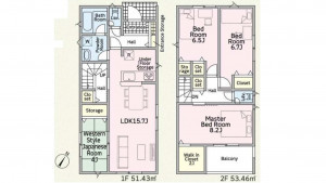 四日市市川北、新築一戸建ての間取り画像です