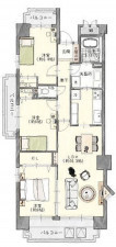 四日市市芝田、中古マンションの間取り画像です