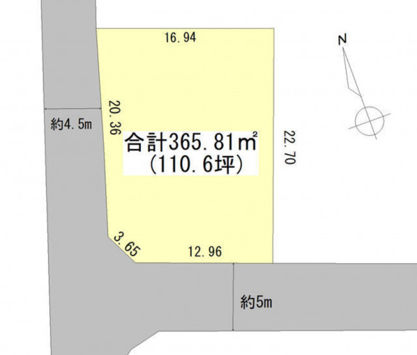四日市市小古曽東、土地の間取り画像です