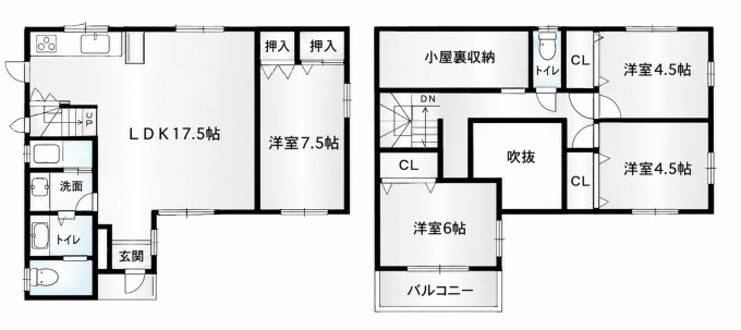 鹿児島市小野、中古一戸建ての間取り画像です