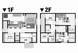 鹿児島市小松原、新築一戸建ての間取り画像です