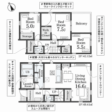 鹿児島市桜ヶ丘、新築一戸建ての間取り画像です