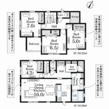 鹿児島市東谷山、新築一戸建ての間取り画像です