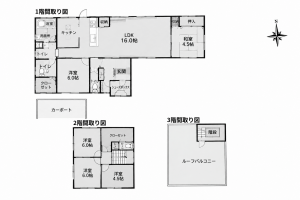 鹿児島市山田町、中古一戸建ての間取り画像です