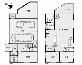 鹿児島市田上台、新築一戸建ての間取り画像です