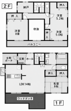 鹿児島市宇宿、中古一戸建ての間取り画像です