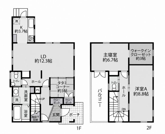 鹿児島市宇宿、中古一戸建ての間取り画像です