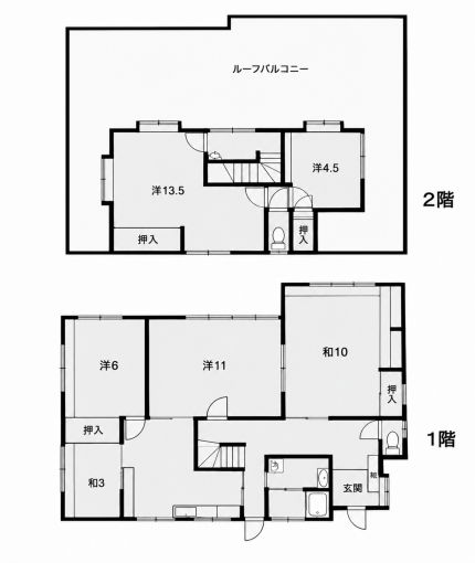 鹿児島市日之出町、中古一戸建ての間取り画像です