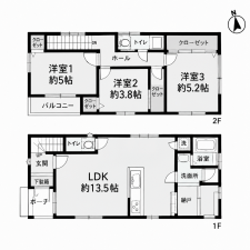 鹿児島市宇宿、中古一戸建ての間取り画像です