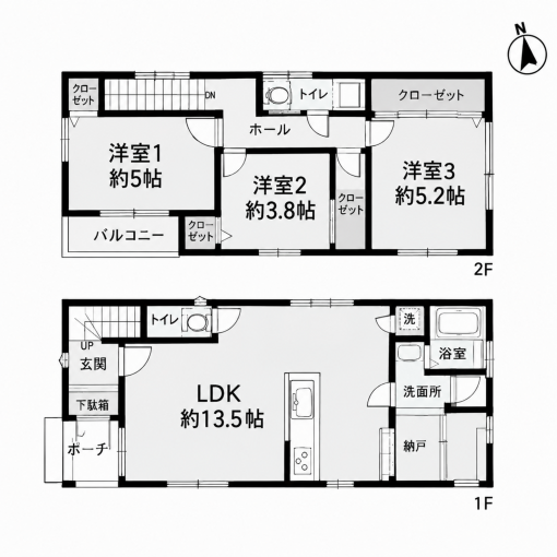 鹿児島市宇宿、中古一戸建ての間取り画像です