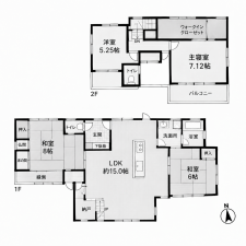 鹿児島市紫原、中古一戸建ての間取り画像です