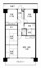 鹿児島市宇宿、中古マンションの間取り画像です
