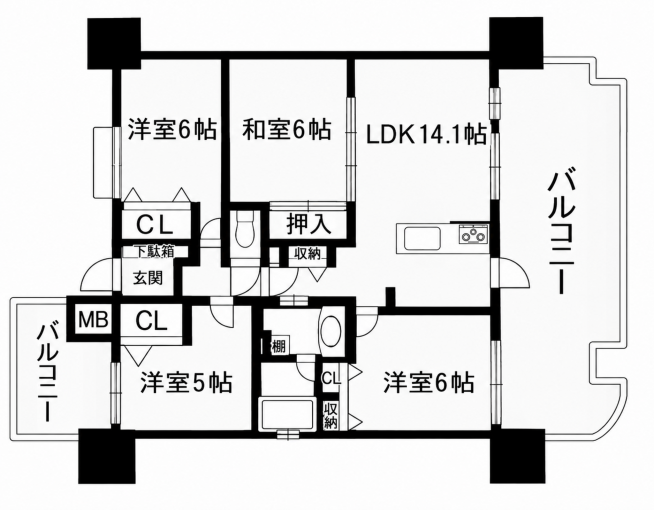 鹿児島市常盤、中古マンションの間取り画像です